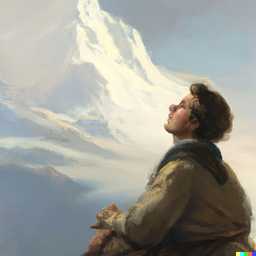 someone gazing at Mount Everest, painting by William-Adolphe Bouguereau generated by DALL·E 2